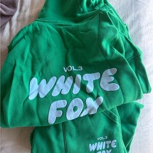 White Fox Green Hoodie